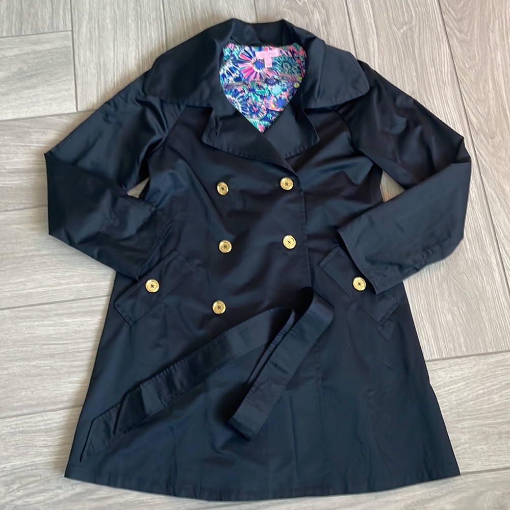 Lilly Pulitzer Qynn Onyx Trench Coat Medium